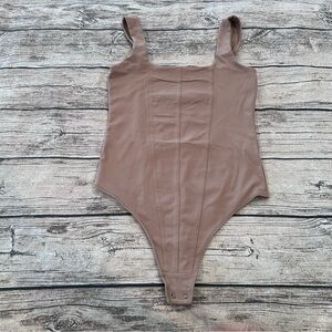 Abercrombie & Fitch Soft Collection Brown Corset Style Thong Bodysuit Size Med